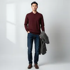 【ニットポロ】Drumohr ドルモア 長袖 ボルドー