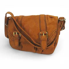 ショルダーバッグ クロスボディ 斜めがけ キャメル レザー調