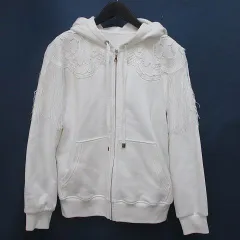 ミラショーン mila schon 長袖 パーカー ジャケット 40 白系 ホワイト ジップアップ レース リブ 日本製
