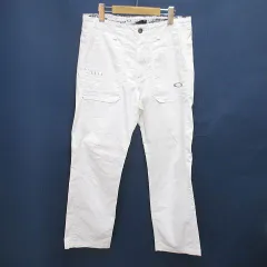 オークリー OAKLEY ゴルフウェア ロングパンツ ジップフライ 32 白系 ホワイト ロゴ 文字 刺繍