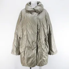 COCO VOYAGE ダウン コート ミドル丈 40 ベージュ 光沢 スナップボタン 刺繍 レース ハート キルティング 裏地