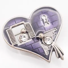 R938 フランス製 france P刻印 ブローチ ハート バード ダイヤモンド風 シルバーカラー デザイン コスチュームジュエリー