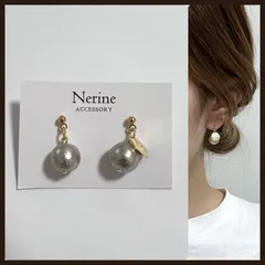 コットンパール　グレー　10mm ハンドメイド　ピアス　イヤリング