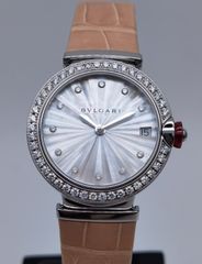 ブルガリ ルチェア LU33S ダイヤベゼル ホワイトシェルレディース 自動 