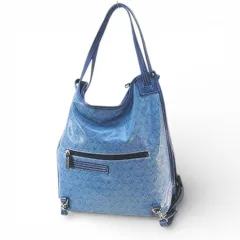 ペレボルサ PELLE BORSA 3WAY トートバッグ リュック ショルダーバッグ 総柄 ブルー