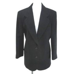 エルエルビーン L.L.BEAN ジャケット カシミヤ混 10P 黒系 ブラック アメリカ製 ポケット 毛 ウール 裏地 無地