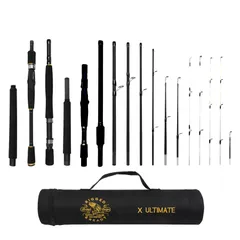 新品 Spinning-Baitcast 旅行用釣り竿。25イン1コンビネーションロッド。無限の究極のコンパクトスピンキャストフライ 海水/淡水/バス/鯉/フィッシュポールのサムネイル