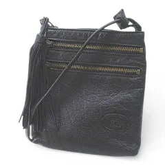 IBIZA  イビザ ショルダーバッグ ポシェット クロスボディ 斜めがけ タッセル ブラック 黒系 レザー