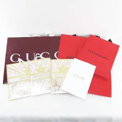グッチ GUCCI 8枚セット 紙袋 ショッパー ショップ袋 純正 付属品 ロゴ デザイン違い サイズ違い フェラガモ FERRAGAMO / クリスチャンディオール Christian Dior 赤系 レッド