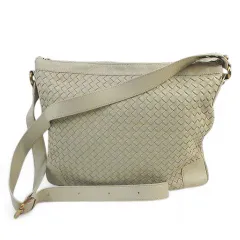 ファロルニ FALORNI ショルダーバッグ クロスボディ 斜めがけ  編みデザイン アイボリー レザー イタリア製