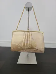 和装バッグ 成人式　結婚式　フォーマル ゴールド ハンドバッグ 和装 花柄 和装小物 がま口　チェーンバッグ