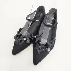 Le Talon ポインテッドメタルフラワーアンクルフラット 23.5cm パンプス ブラック レディース ルタロン【中古】6-0305G◎