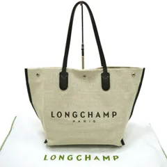 美品◆LONGCHAMP ロンシャン ロゾ トートバッグ キャンバス ショルダーバッグ 10090HSG ロゴ レザー使い レディース