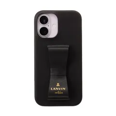 新品 [LANVIN en Bleu] iPhone 16 スリムラップケース Slim Wrap Case Stand & Ring Ribbon 正規品 ランバンオンブルー (Black)