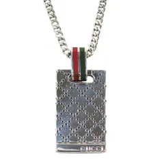 新品同様 新品仕上げ済 GUCCI グッチ ディアマンテ ロゴ プレート ネックレス シェリーライン アクセサリー AG925 シルバー メンズ レディース 古着 中古 USED