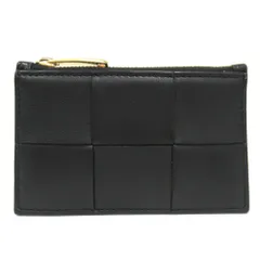 良品 BOTTEGA VENETA ボッテガヴェネタ カセット ファスナー カードケース カード入れ マキシイントレチャート 765460 黒 メンズ レディース 古着 中古 USED