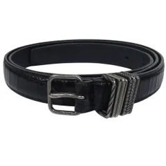 SAINT LAURENT サンローラン 649240 型押し レザー ベルト ブラック系【中古】のサムネイル