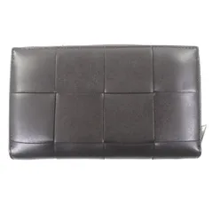 極美品▼BOTTEGAVENETA ボッテガヴェネタ カセット ジップアラウンド マキシイントレチャート レザーウォレット 長財布 ダークブラウン イタリア製 メンズ