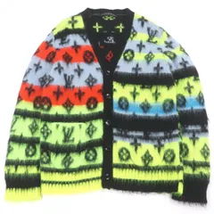 極美品□LOUIS VUITTON ルイヴィトン 2022年製 モヘア モノグラム シャギー ニットカーディガン マルチカラー L イタリア製 正規品 メンズ