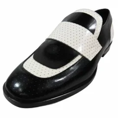 未使用 JIMMY CHOO ジミーチュウ ドット ローファー スリッポン バイカラー ドレスシューズ レザー 42 ブラック ホワイト メンズ 古着 中古 USED