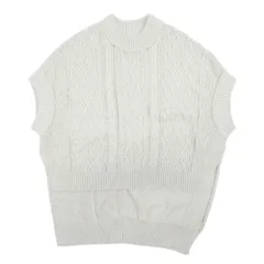 新品同様 23ss Y's Yohji Yamamoto ワイズ ヨウジヤマモト ケーブル編み コットンニット ベスト ノースリーブ 2 ライトグレー YI-K71-050 レディース 古着 中古 USED