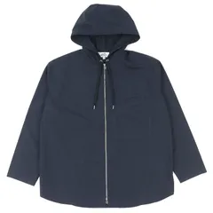 未使用品△HERMES エルメス H566160H2 コットン100％ ジップアップ フード付き ブルゾン ジャケット 薄手 ネイビー シルバー金具 15/38 フランス製 正規品 メンズのサムネイル