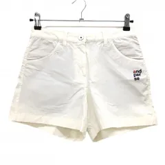 【美品】アンパスィ ショートパンツ 白×ネイビー ロゴ刺しゅうストレッチ レディース S ゴルフウェア and per se