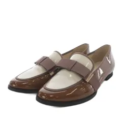 ジェリービーンズ JELLY BEANS パンプス ローヒール エナメルレザー バイカラー 23.5cm ブラウン ライトグレー /YO30