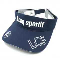 【超美品】ルコックゴルフ サンバイザー ネイビー×白 ロゴ刺しゅう  F(55-57cm)   ゴルフウェア le coq sportifのサムネイル