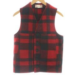 フィルソン FILSON ヴィンテージ USA製  MACKINAW WOOL VEST ベスト ウール 赤 レッド 黒 ブラック チェック柄 Vネック 袖なし /GG