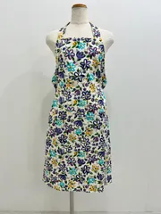 【7006】訳あり エプロン ツイル素材  首掛け 花柄 レトロ アメリカン ポケット付き 衣装 コスプレ 作業着 ガーデニング 花屋