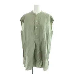 アーバンリサーチ ドアーズ URBAN RESEARCH DOORS シャツ ブラウス ONE 緑 グリーン ノースリーブ バンドカラー プリーツ /AP