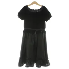 キャサリンコテージ Catherine Cottage ワンピース 半袖 フレア 130 黒 ブラック ベロア リボン フリル /RR