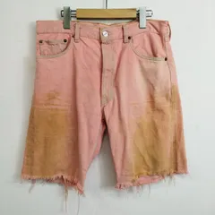 Levi's 501 リーバイス デニム ショート パンツ カラー ジーンズ フリンジ カットオフ リメイク ボタンフライ スペイン製 ユーロリーバイス 工場番号 295 古着 VINTAGE 襤褸 パンク グランジ ピンク C684