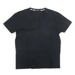 美品 BURBERRY BLACK LABEL バーバリーブラックレーベル ホースマーク ロゴ ワンポイント刺繍 半袖 Vネック Tシャツ カットソー 3 黒  メンズ 古着 中古 USED