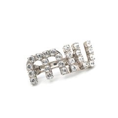 ミュウミュウ miumiu クリスタル ヘアクリップ バレッタ アクセ ロゴ