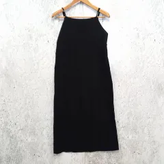 LEPSIM レプシィム キャミワンピース ロング スリット Iライン シンプル ブラック Fサイズ 〇□☆