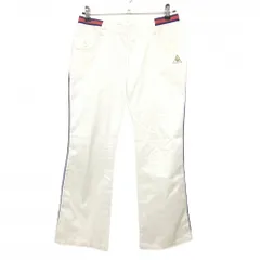 ルコックゴルフ パンツ 白×レッド ロゴ刺しゅう サイドライン レディース 11 ゴルフウェア le coq sportif
