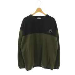 アーバンリサーチ ドアーズ URBAN RESEARCH DOORS UR TECH フリースプルオーバー トレーナー M カーキ 黒 切り替えデザイン ラウンドネック 長袖 /JP