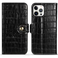 新品 Mcxiancrl iPhone 12 Pro Max 用 ケース 手帳型 レザー クロコダイル 本革 スマホケース アイフォン ケース 鰐柄 牛皮 耐衝撃 スタンド機能 ストラップホール