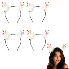【数量限定】led ヘアアクセサリー 髪飾り コスプレ コスチューム レディース 大人子供用 バスローブ ヘッドドレス パーティー用品 ヘアバンド ヘッドバンド 前髪 カチューシャ 痛くない カチューシャ うさぎ耳 仮装 光るねこ耳 コスプレ小物 4個セット 
