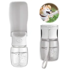 【人気商品】犬 お散歩用水筒 水入れ 給水器 犬 猫など 携帯用水飲みボトル アウトドア 350ml 夏 お出かけ 折り畳み (350ml ペットウォーターボトル 白)のサムネイル