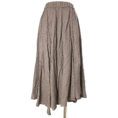 ジーナシス JEANASIS 美品 ロングスカート JS050200MC アシンメトリー フレア チェック ブラウン系 フリーサイズ X