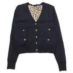 美品 sov. ソブ ダブルスタンダードクロージング リバーシブル レオパード カーディガン ショート丈 長袖 Vネック 38 ブラック レディース 古着 中古 USED