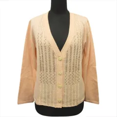 良品 YUKIKO HANAI ユキコハナイ カーディガン ニット セーター Vネック ビジュー 旧タグ ヴィンテージ 10 ピンク レディース 古着 中古 USED