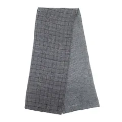 新品同様 VOAAOV ヴォアーブ リネンウール 大判ストール ショール グレンチェック 千鳥格子柄 切替 マフラー グレー  メンズ レディース 古着 中古 USED