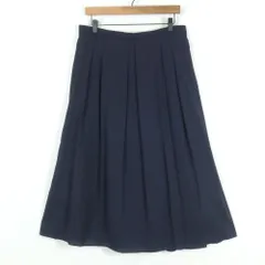 【美品】インディヴィ★ロングスカート 大きいサイズ15 ネイビー系 タック&ギャザー♪薄手 z18830