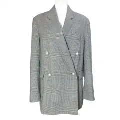 アダムエロペ Adam et Rope' 20AW グレンチェックジャケット GAV-20040-B ダブル 総裏地 フェイクパールボタン 36 S相当 グレー系 /X