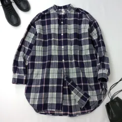 TWW Traditional Weatherwear トラディショナルウェザーウェア バンドカラー ネルシャツ チェック 日本製 パープル /26Fのサムネイル