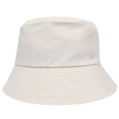 美品 DESCENTE デサント コットン ポリ バケット ハット 帽子 ロゴ サイズF オフホワイト系 メンズ レディース 古着 中古 USED